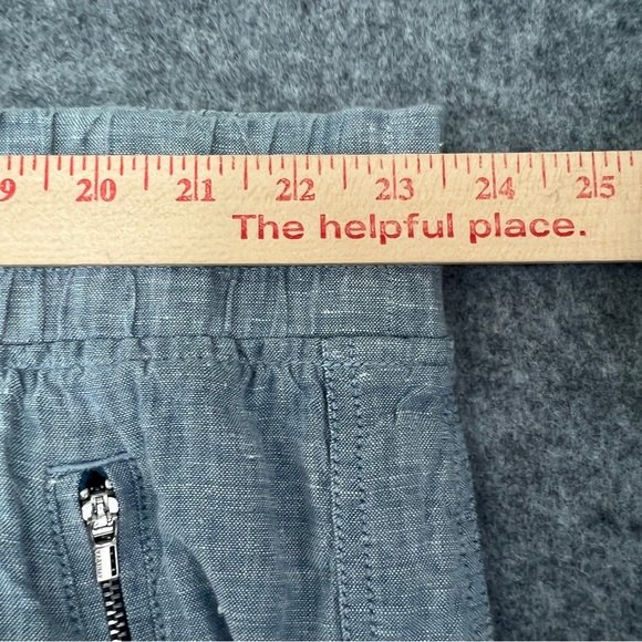 ATHLETA Cabo Linen Wide Leg Zip-Pocket Drawstring Pants Chambray Blue Size 24 - Picture 8 of 12